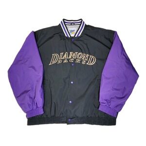 Vintage 90s Arizona Diamondbacks Jacket XL MLB Black Purple Snap Front...